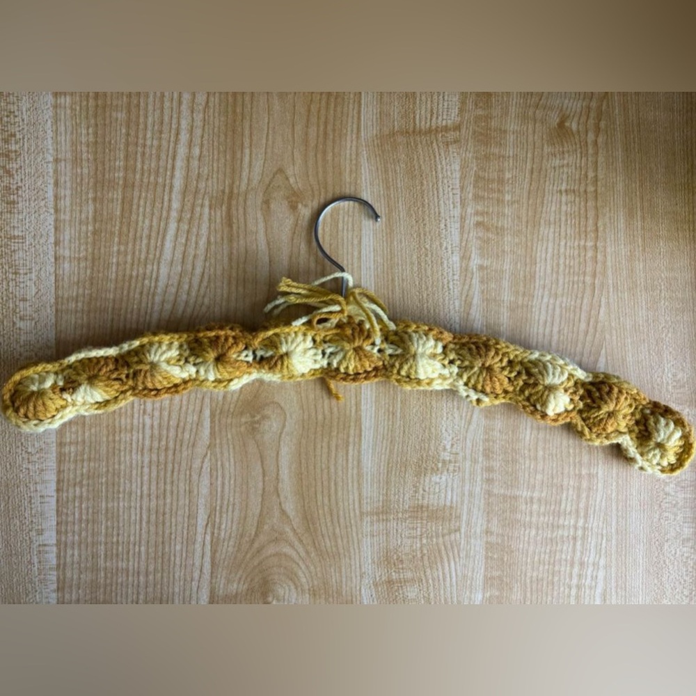 Vintage yellow / mustard crochet hanger